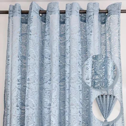 My Home Luxury Κουρτίνα με Τρουκς Lace Πετρόλ 280x270cm