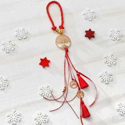 Παρίσης Κρεμαστό Γούρι Δεντράκι από Μέταλλο Κόκκινο