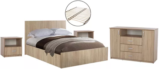 Σετ Κρεβατοκάμαρας Adler Sonama Oak με Τάβλες 160x200cm 5τμχ