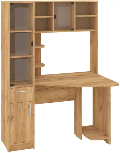 Γραφείο Pyramida Ξύλινο με Βιβλιοθήκη Δρυς 120x79x166cm