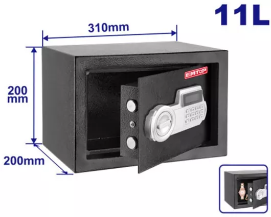 Emtop Χρηματοκιβώτιο Ξενοδοχείου με Ψηφιακό Κλείδωμα & Κλειδί Μ20xΠ31xΥ20cm Βάρους 6.4kg