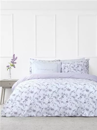 Nima Merlin Σετ Μαξιλαροθήκες Φανελένιες με Φάσα Λιλά, Γκρι 50x70cm