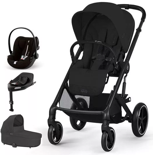 Cybex Balios S Lux (& Base) Ρυθμιζόμενο Καρότσι Μωρού 3 σε 1 Kατάλληλο για Nεογέννητο Moon Black 11.7kg