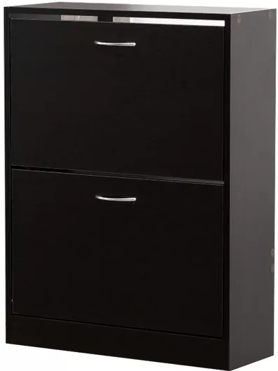 Ξύλινη Παπουτσοθήκη Cynthia 2d με 2 Ράφια Μαύρο Μ60xΠ24xΥ80cm