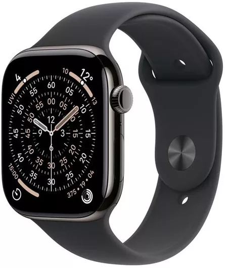Apple Watch Series 11 Cellular Titanium 46mm Αδιάβροχο με eSIM & Παλμογράφο (Slate Titanium Case with Black Sport Band - M/L)