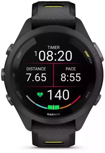 Garmin Forerunner 265s 42mm Αδιάβροχο Smartwatch με Παλμογράφο (Black/Amp Yellow)
