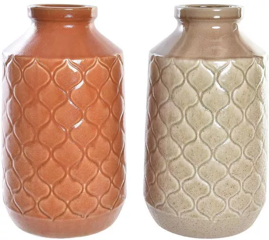 DKD Home Decor Διακοσμητικό Βάζο Πορσελάνης Πορτοκαλί 20x20x35cm 2τμχ
