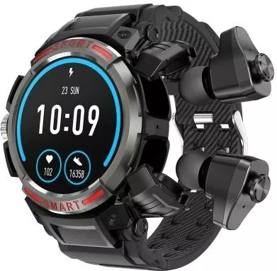 Ovisen Gt100 1.39 Inch Tft Screen 2 In 1 Bluetooth Headset Smart Watch Support Blood Oxygen Monitoring Bluetooth Music Grey