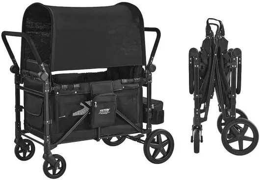 Vevor Wagon 4 Kids Push Pull Καρότσι Μωρού Μωρού Μαύρο