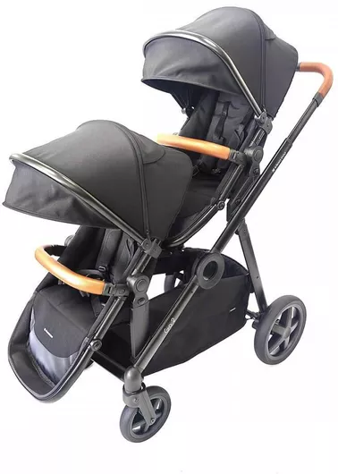 Kikka Boo GO2 Ρυθμιζόμενο Καρότσι Μωρού για Δίδυμα Kατάλληλο για Nεογέννητο Black (+i trail)