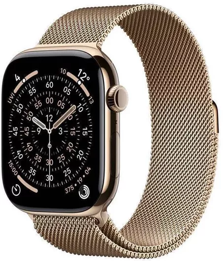 Apple Watch Series 11 Cellular Titanium 42mm Αδιάβροχο με eSIM & Παλμογράφο Gold Titanium Case with Gold Milanese Loop