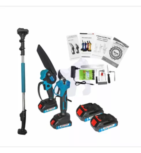 Kraft World Σετ Αλυσοπρίονο & Ψαλίδι Κλαδέματος 36V με 2 Μπαταρίες 8Ah με Τηλεσκοπικό Κοντάρι 2.2m