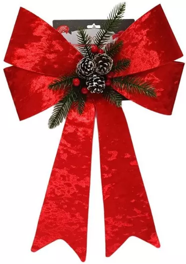 Χριστουγεννιατικoς Φιογκος Κοκκινο-πρασινο Βελουδο 43εκ