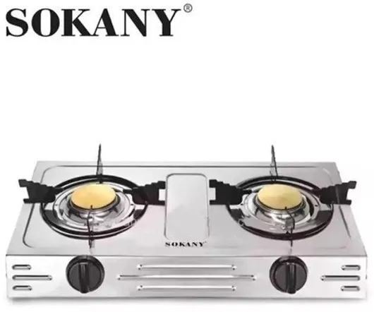 Sokany Επιτραπέζια Εστία Υγραερίου Διπλή Inox