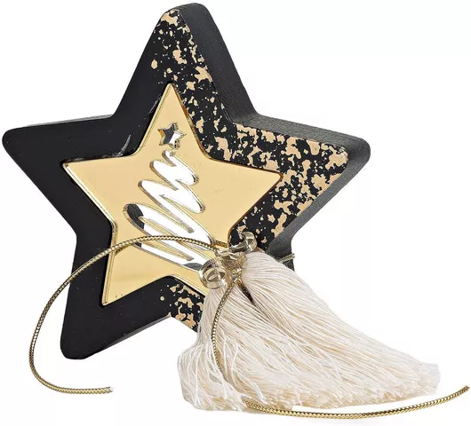 Χριστουγεννιάτικο Κρεμαστό Στολίδι Αστέρι Μαύρο Γυάλινο