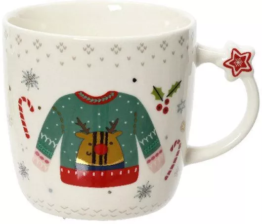 Kaemingk 604082 Χριστουγεννιάτικη Κούπα Πορσελάνινη 9x6.4x9.1cm 360ml Μπλούζα