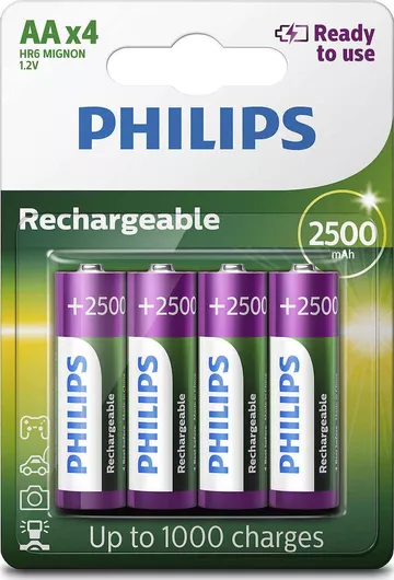 Philips Επαναφορτιζόμενες Μπαταρίες AA Ni-MH 2500mAh 1.2V 4τμχ