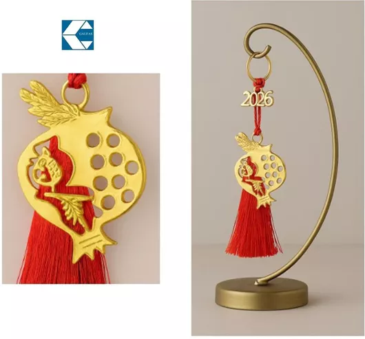 Γούρι Διακοσμητικό Ρόδι 2026 Χρυσό-κόκκινο 15cm Galifas 3250710 Galifas