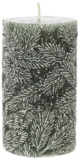 Κερι Κυλινδρικο Αναγλυφα Σκαλιστα Φυλλα 10cm 7x7x10cm Μονόχρωμο Kaeming