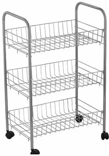 Τρόλεϊ Κουζίνας Γκρι 3 Θέσεων 38x26x62cm