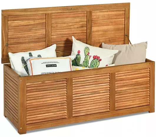 Costway Μπαούλο Αποθήκευσης Εξωτερικού Χώρου Ξύλινο Μ120xΠ45xΥ45cm