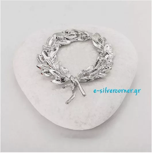 Γούρι Στεφάνι Κότινος Επάργυρο Λευκό Πέτρα