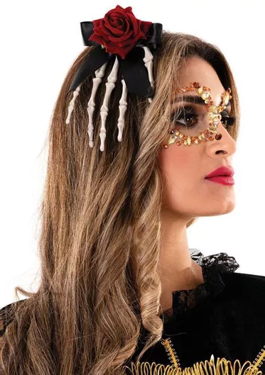 Αποκριάτικο Αξεσουάρ Hairclip Χέρι με Τριαντάφυλλο