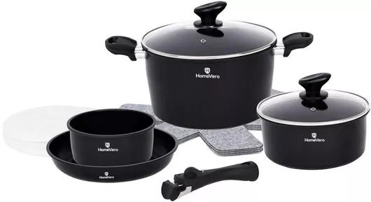 HomeVero Σετ Μαγειρικά Σκεύη από Ανοξείδωτο Ατσάλι με Αντικολλητική Επίστρωση 13τμχ
