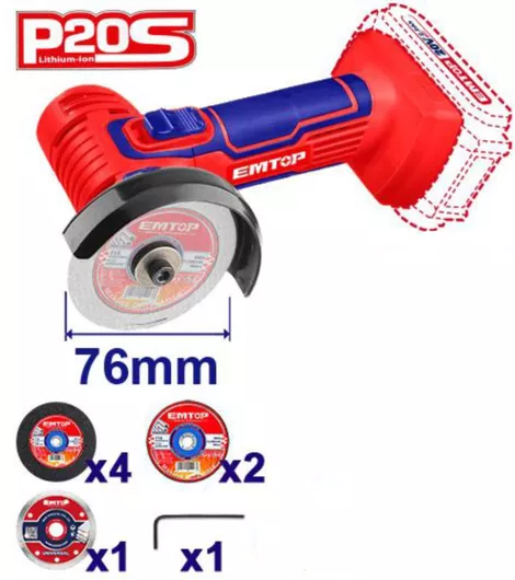 Emtop Τροχός Mini 76mm Μπαταρίας 20V Solo