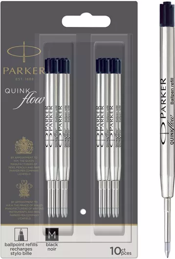 Parker Quinkflow Ballpoint Ανταλλακτικό Μελάνι για Στυλό Medium Μαύρο