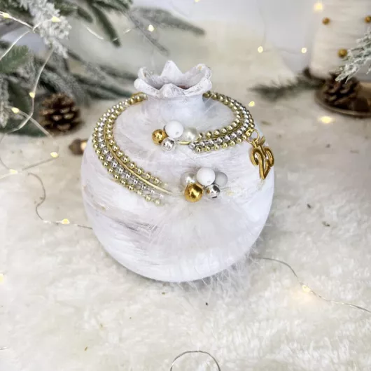 Chez Art Χειροποιητο Κεραμικο Ροδι Λευκο 13cm