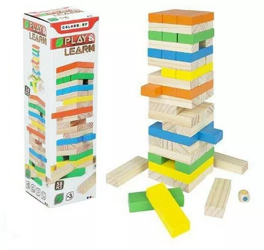 BigBuy Τουβλάκια Kατασκευή Woomax Ξύλο Ξύλινα για 3+ Ετών 58τμχ