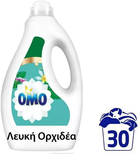 Omo Υγρό Απορρυπαντικό Ρούχων Ρούχων με Άρωμα Λευκό Ορχιδέα για Λευκό Ρούχα 1.65lt 30 Μεζούρες