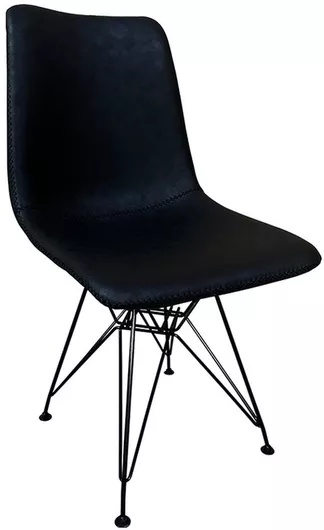 Selva Καρέκλα Τραπεζαρίας με Επένδυση Δερματίνης Μαύρο 43x57x81cm