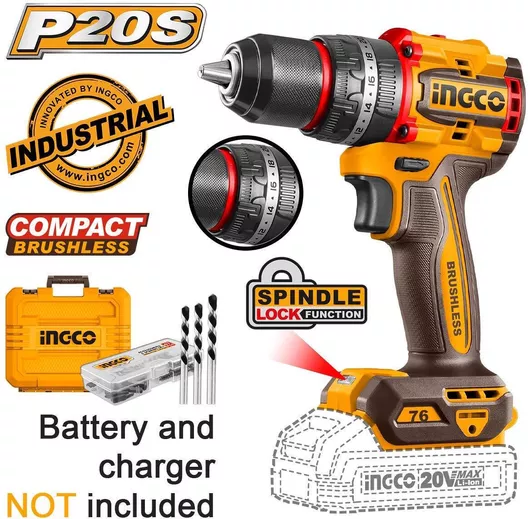 Ingco Κρουστικό Δραπανοκατσάβιδο Μπαταρίας Solo Brushless 20V