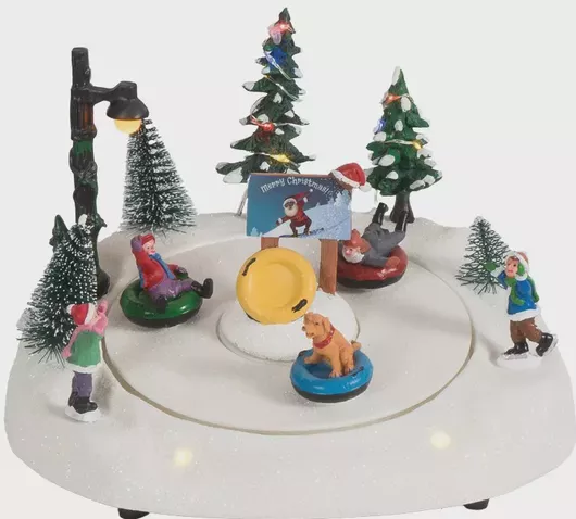 Χριστουγεννιάτικη Διακοσμητική Παράσταση Μπαταρίας Παγοδρόμιο με Μουσική & Κίνηση 20.5x18.5x14cm Πολύχρωμο