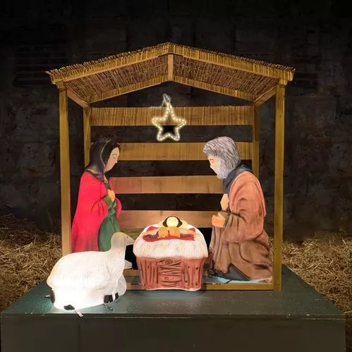 Eurolamp Φάτνη Ξύλινη 145x150cm Φωτιζόμενη