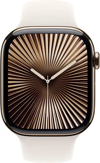 Apple Watch Series 10 Cellular Titanium 42mm Αδιάβροχο με eSIM & Παλμογράφο (Gold Titanium με Starlight Sport Band (M/L))