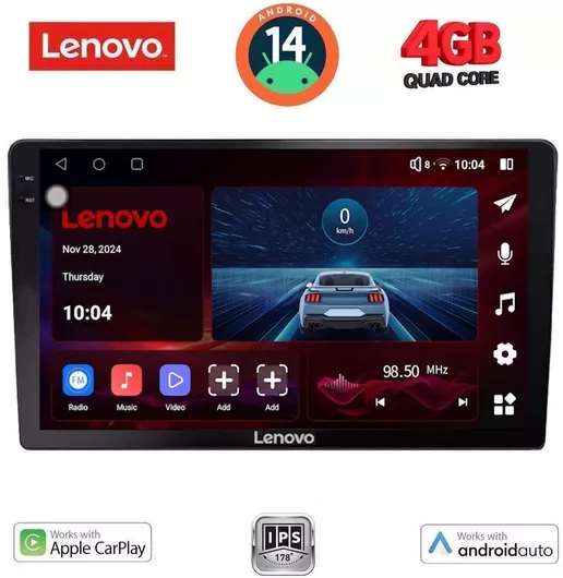 Lenovo Ηχοσύστημα Αυτοκινήτου (Bluetooth/USB/AUX/WiFi/GPS/Apple-Carplay/Android-Auto) με Οθόνη Αφής 10.1"