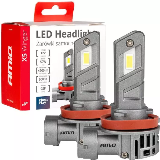 AMiO Λάμπες Αυτοκινήτου Αυτοκινήτου H8 / H9 / H11 Canbus LED 6000K Ψυχρό Λευκό 12V 50W 2τμχ