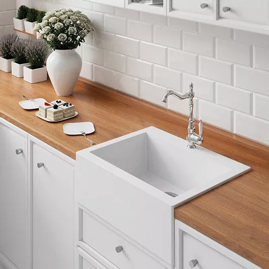 Laveo Ένθετος Νεροχύτης από Συνθετικό Γρανίτη Μ49xΠ58cm Λευκός