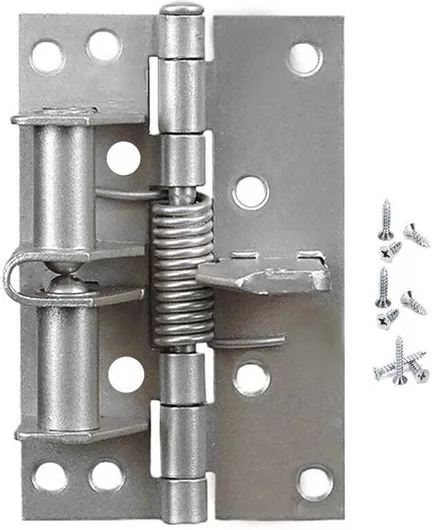 Μεταλλικός Μεντεσές Πόρτας 100 X 65mm Ελατήριο Αυτόματου Κλεισίματος Στοπ H330242 Ασημί