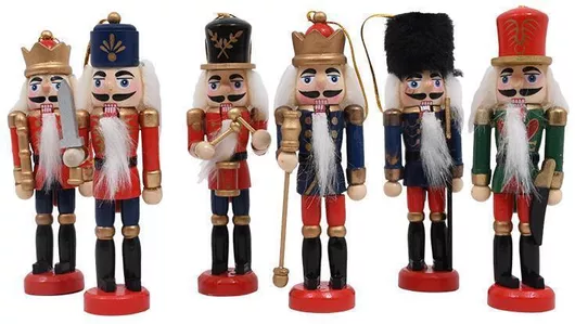 Σετ Κρεμαστά Στολίδια Καρυοθραύστες Πολύχρωμοι 14x24cm 6τμχ