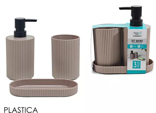 General Trade Σετ Αξεσουάρ Μπάνιου Πλαστικό Μπεζ 3τμχ