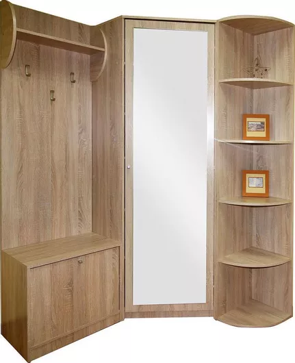 Oksana Έπιπλο Εισόδου με Καθρέπτη / Κρεμάστρα / Παπουτσοθήκη & Ντουλάπα Sonoma 143x40x200cm