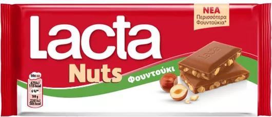 Lacta Nuts Σοκολάτα Γάλακτος φουντούκι 85gr