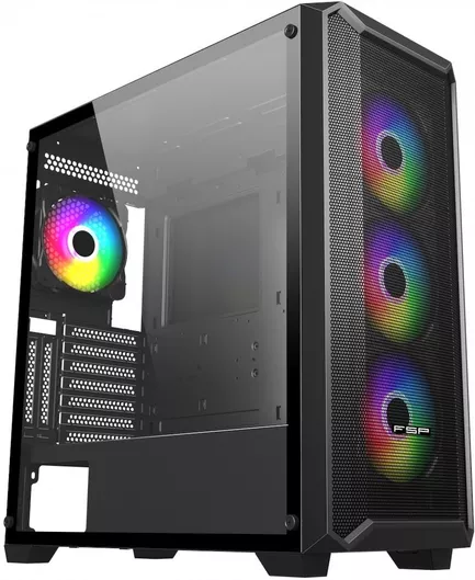 FSP/Fortron CMT591 Midi Tower Κουτί Υπολογιστή με Πλαϊνό Παράθυρο & RGB Φωτισμό Μαύρο