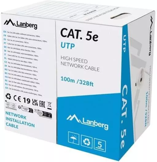 Lanberg U/UTP Καλώδιο Δικτύου Ethernet 100m Γκρι 1τμχ