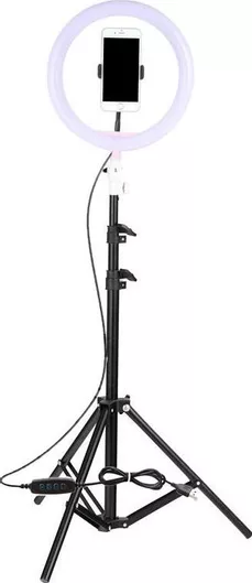 Ring Light Ring Lamp Light LED USB Tripod 2.1m 26cm 2500-4500K με Τρίποδο Δαπέδου & Βάση για Κινητό