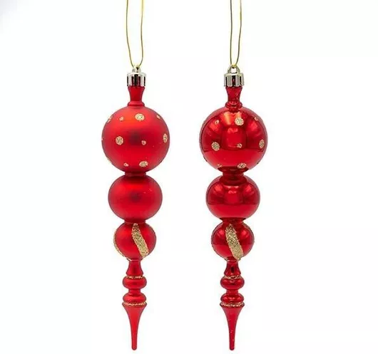 Σετ Κρεμαστά Στολίδια Σταλακτίτες Κόκκινο Πλαστικοί 4τμχ